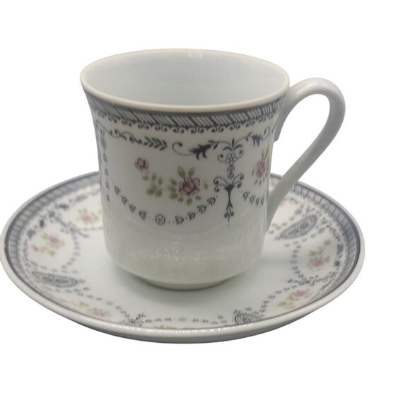 Demitasse Teacup and Saucer by Leart Brazil Floral Pattern Expresso 3oz Cup - Picture 1 of 9